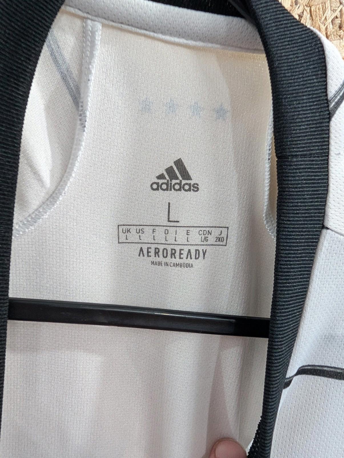 Adidas Germany Shirt Large Men National Top Aeroready Striped White Black 2020