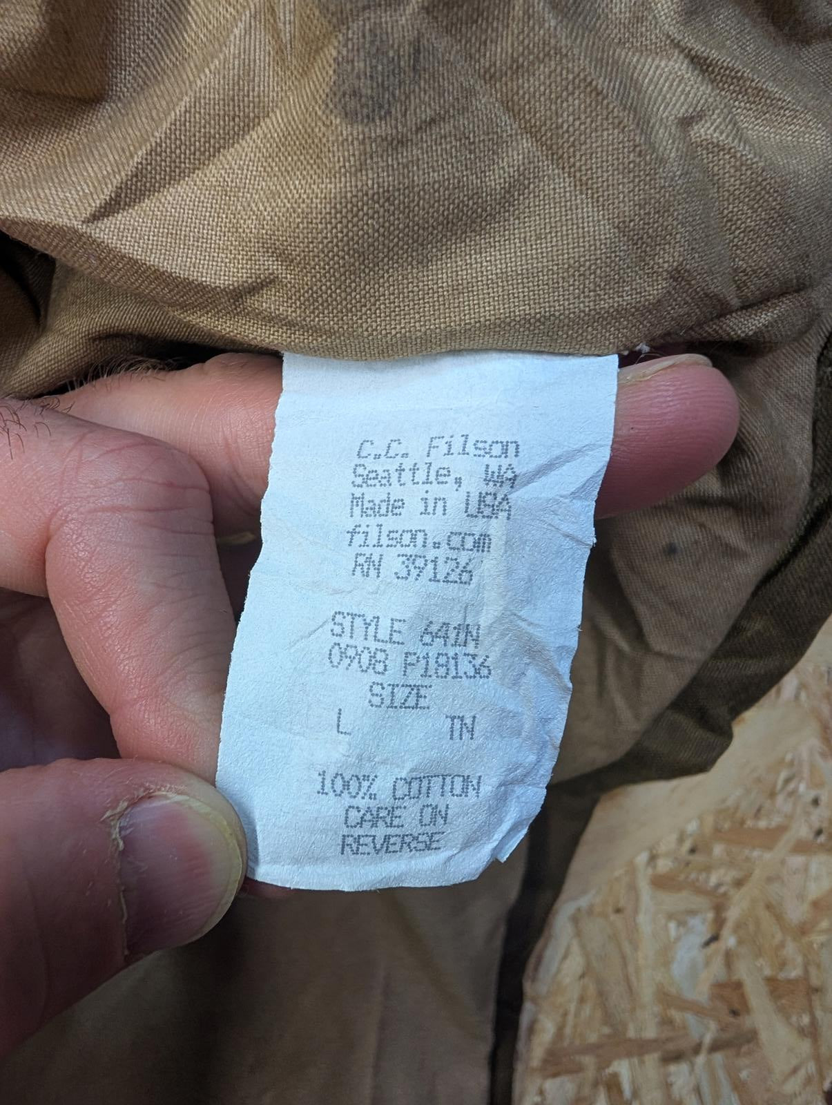 Filson Large Hooded Tin Cloth Field Jacket Style 641n Coat Made In Usa