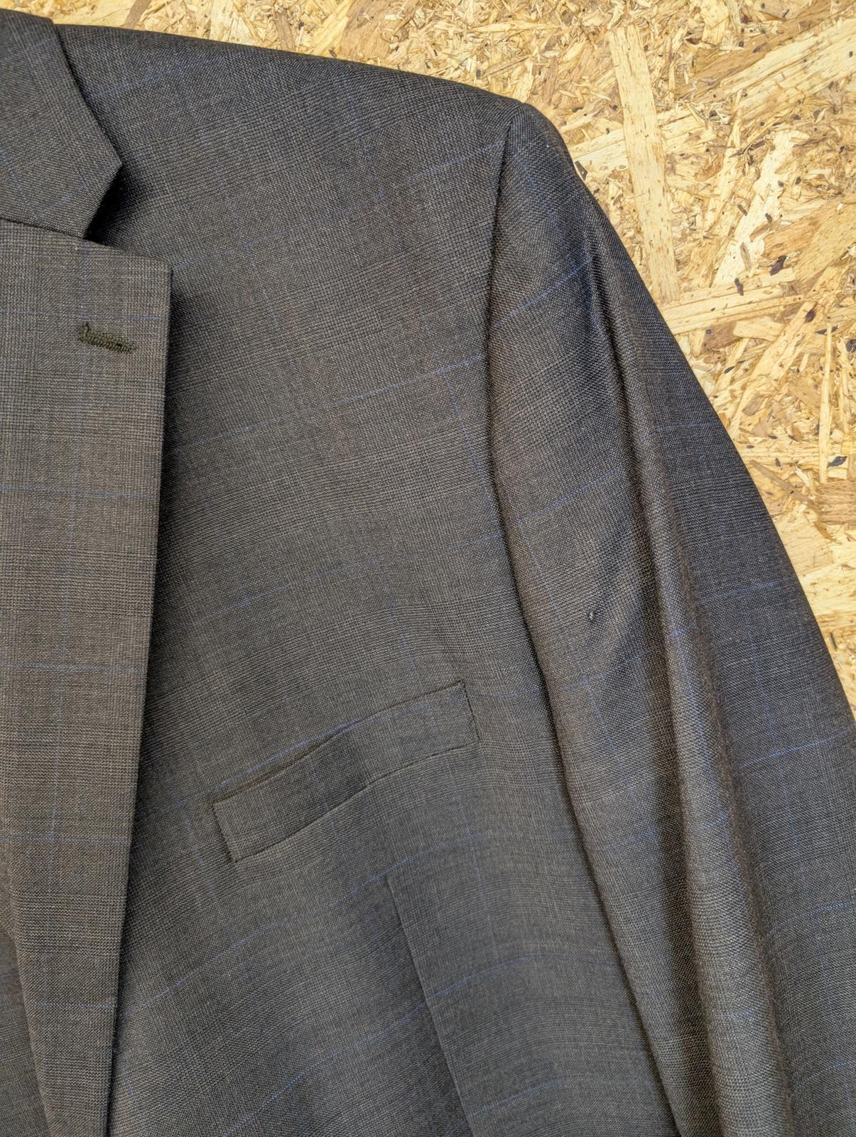 Ralph Lauren 52R 3XL 3-Piece Suit Pure Wool Grey Brown Check