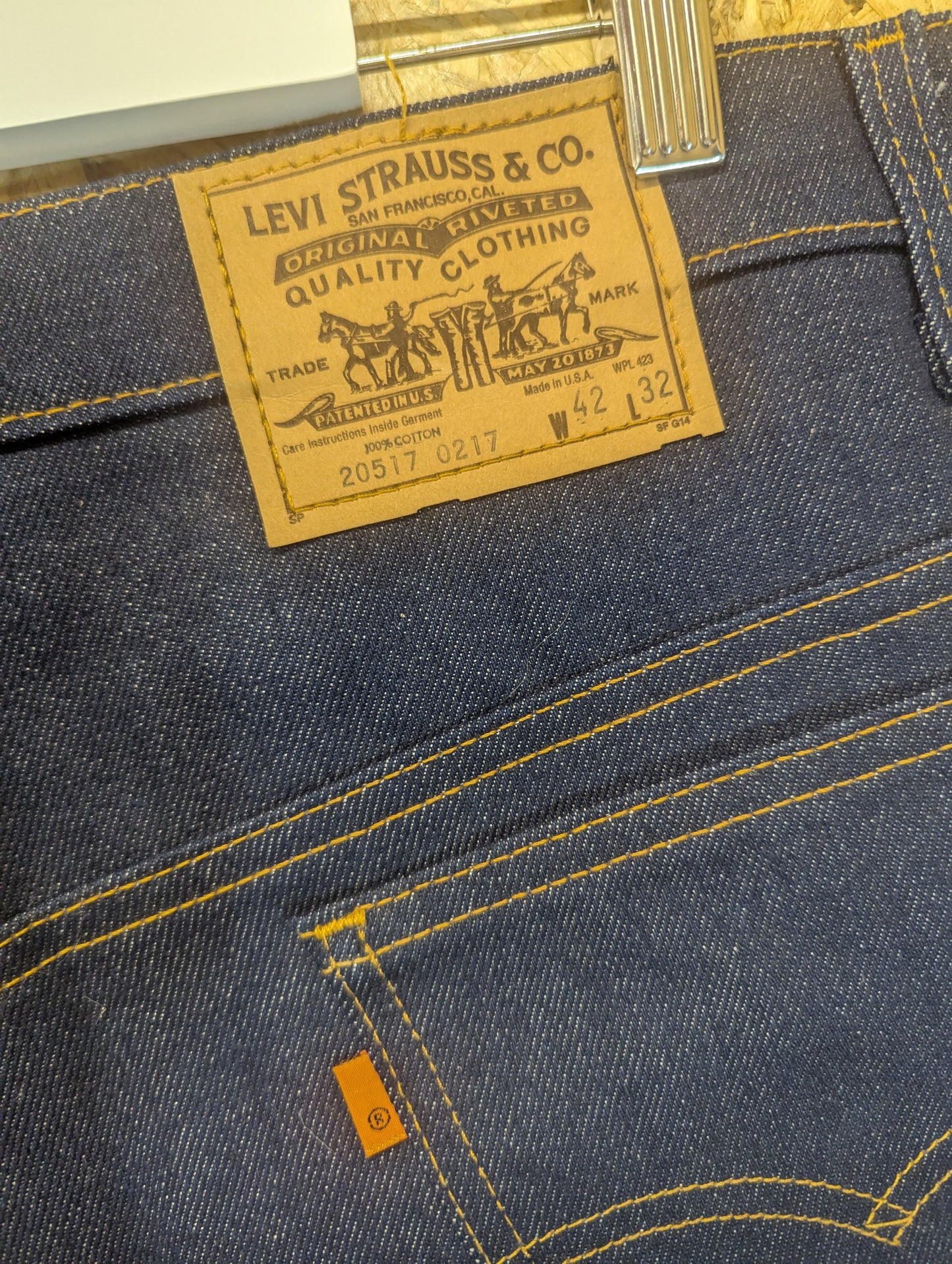 Levis 517 Dark Blue Wash Jeans Bootcut Orange Tab USA Made Vintage 1996 W42 L32