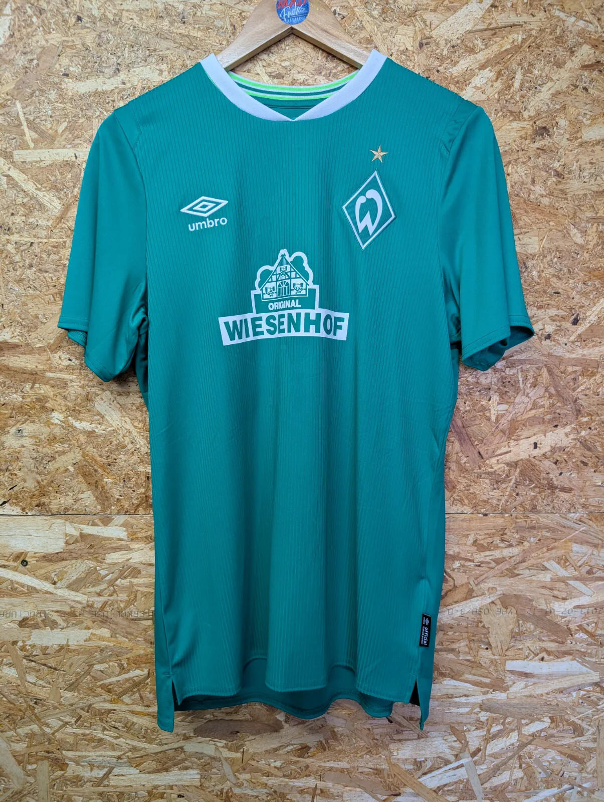 Werder Bremen Football Shirt Mens Medium 2019-2020 Green Umbro SS Wiesenhof