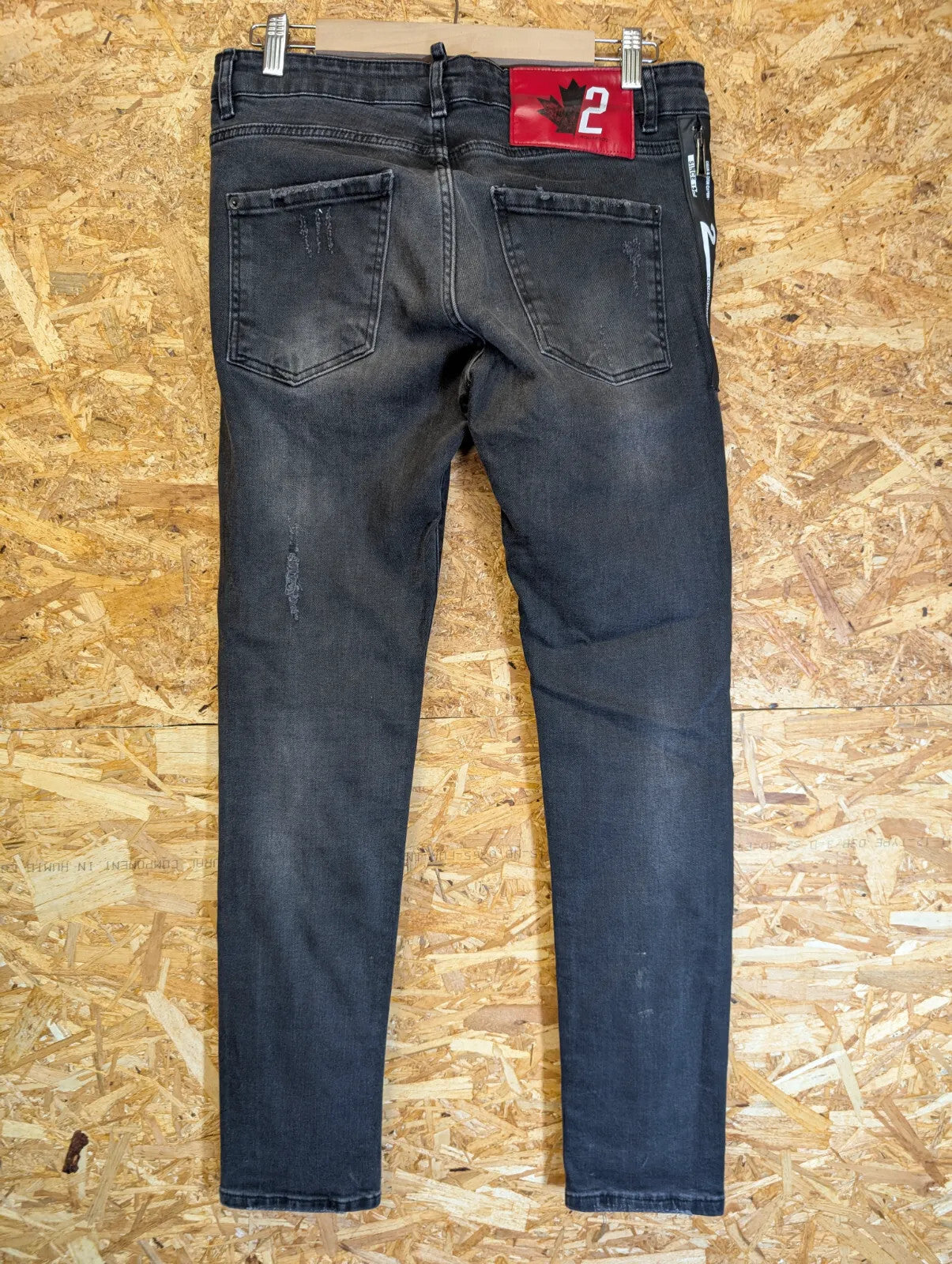 DSquared2 Jeans Mens Size W30 L32 Black Denim Distressed Slim Fit Button Italy