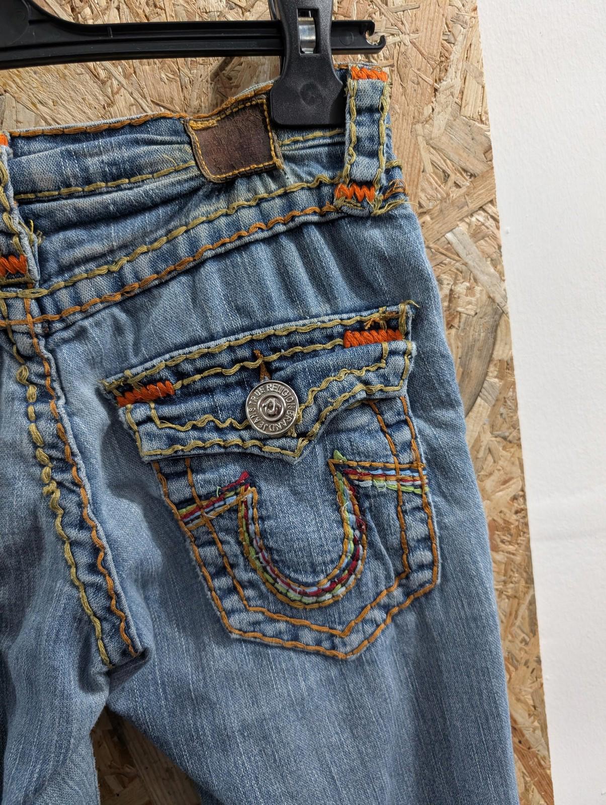 True Religion Jeans Size W26 L32 Womens Embroidered Pockets Light Blue Stretch