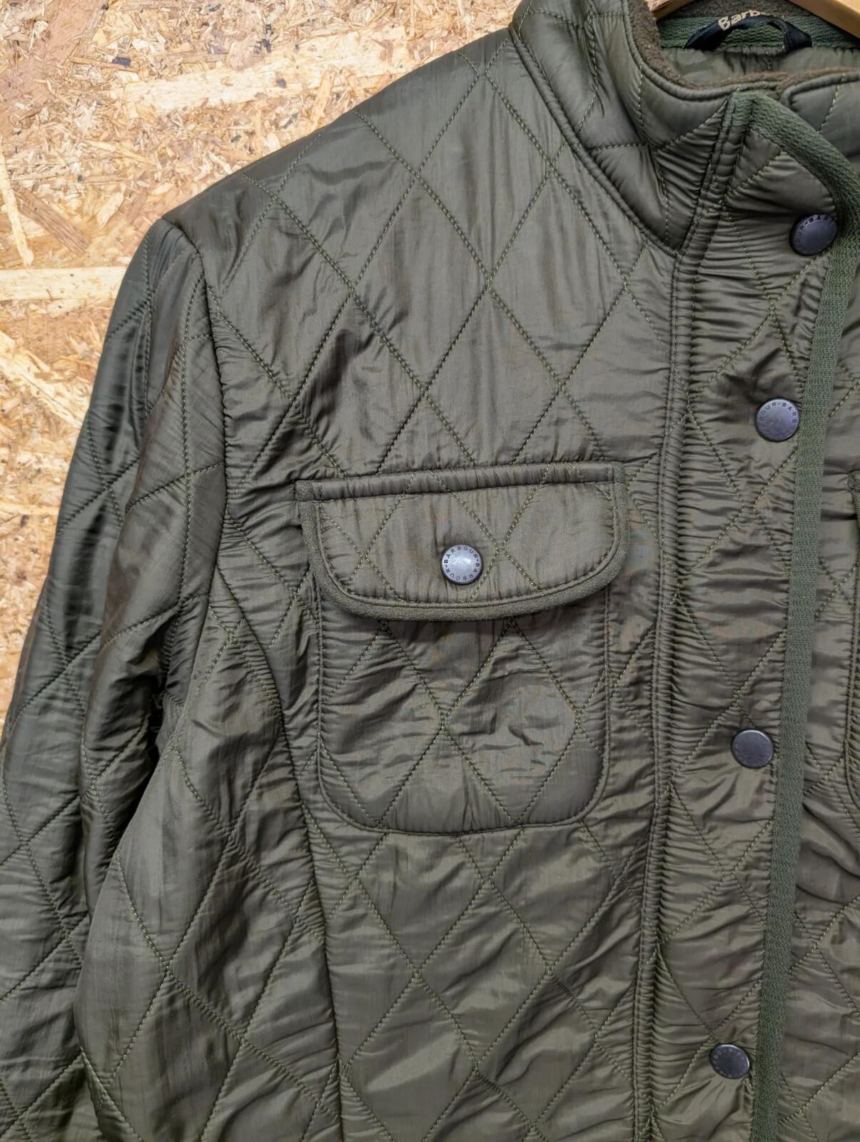 Barbour L1800 Utility Quilt Jacket Womens UK16 Olive Green Thermal Fleece Padded