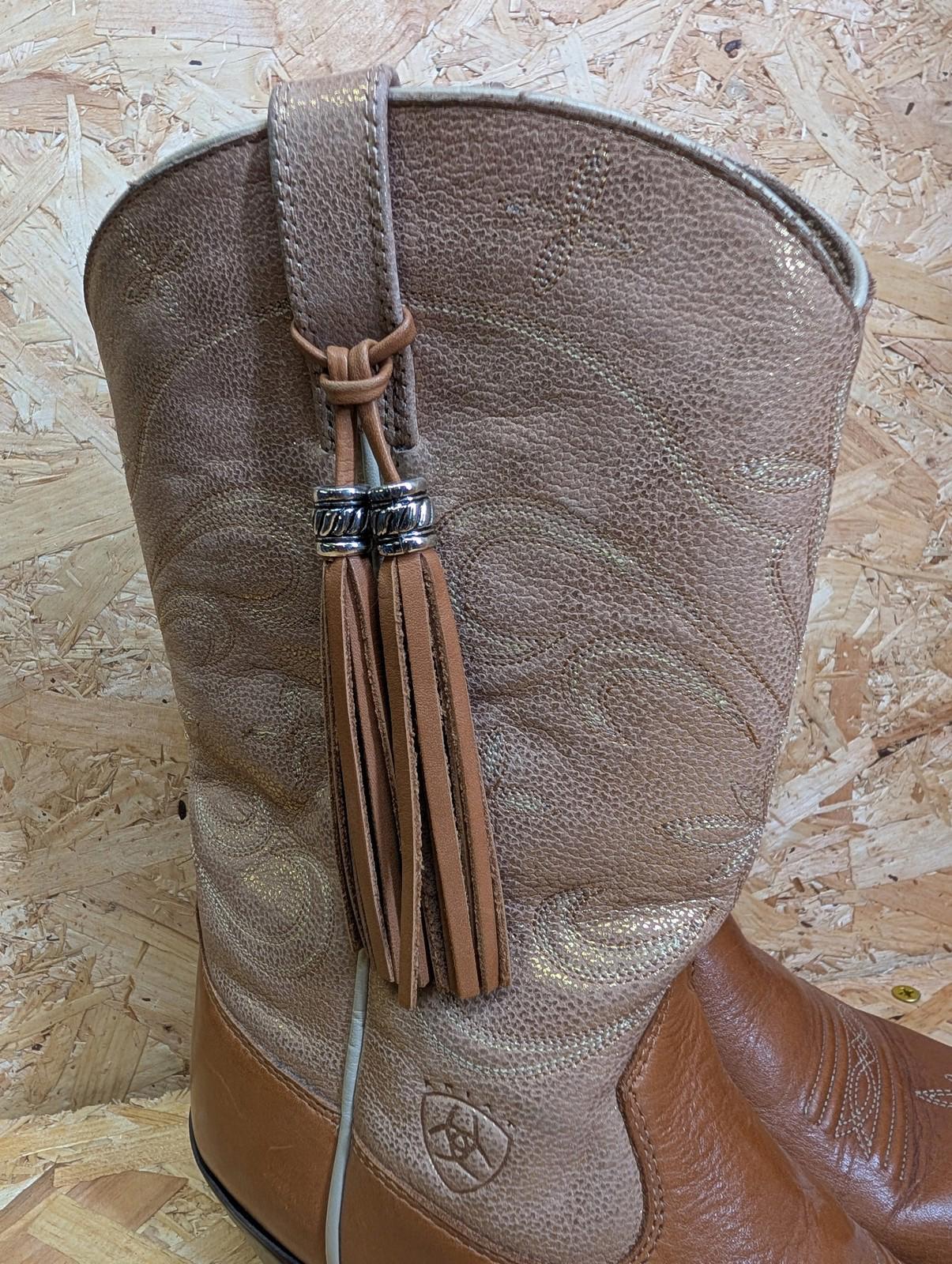 Ariat Western Boots UK 6.5 Women Leather Tassel Cowboy Embroidered Heritage Snub