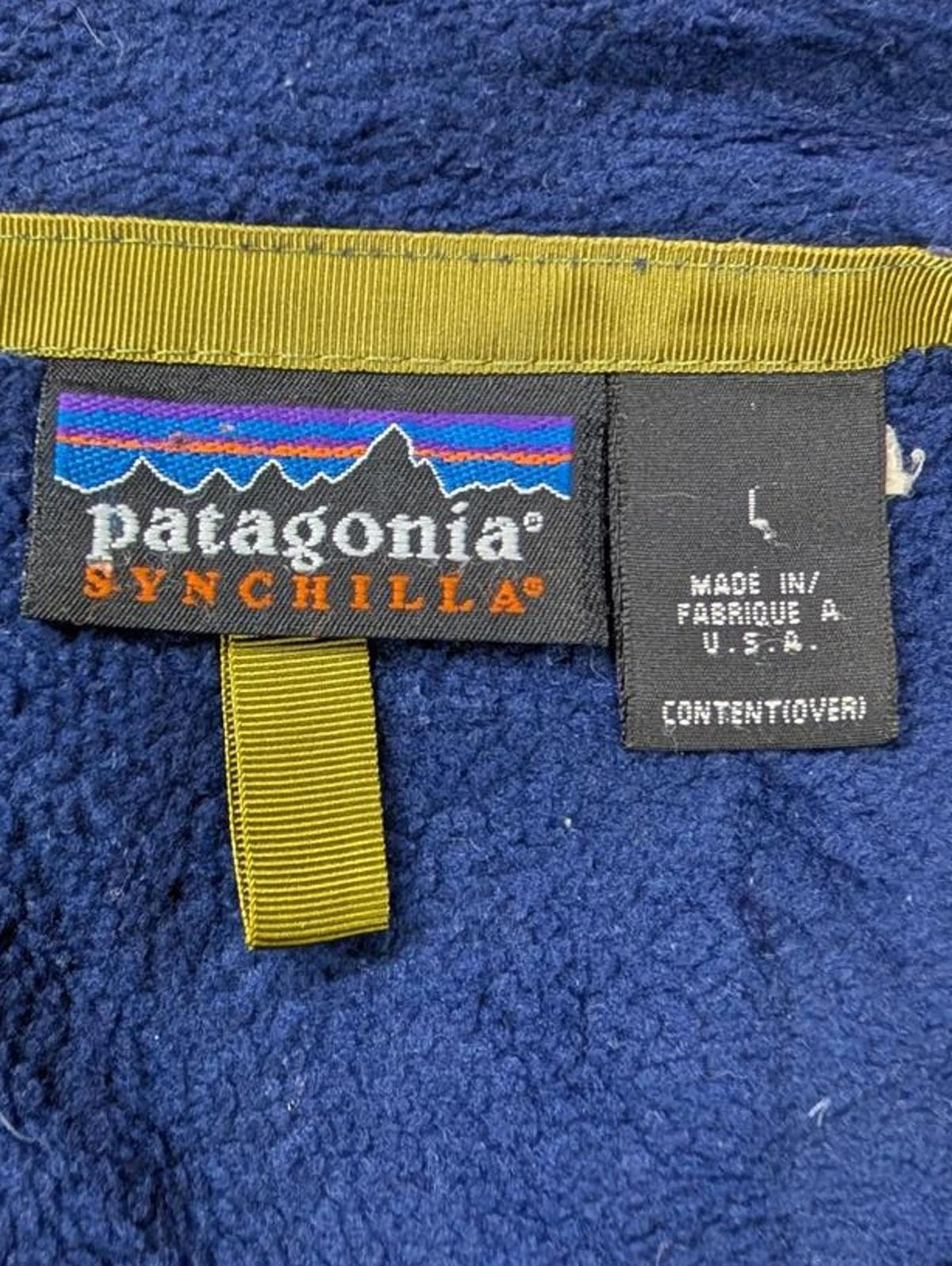 Vintage USA Made 90s Patagonia Navy Blue Fleece Large Men Synchilla Full Zip