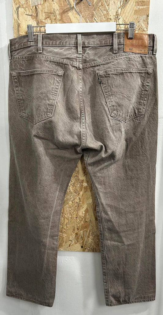 Levis 501 Fresh Produce Jeans W38 L31 Tall Beige Brown Denim Button Fly LVC