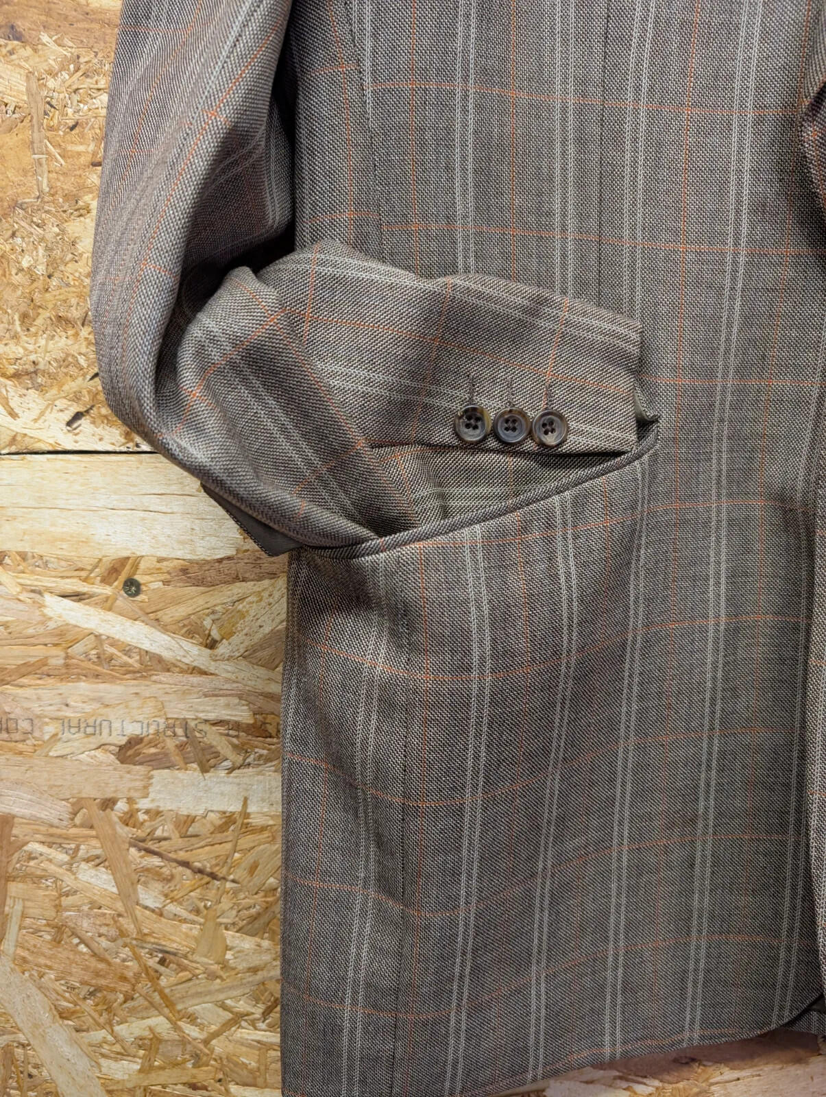 Aquascutum Blazer Mens Brown Windowpane Check Tailored Lined Jacket Vintage UK