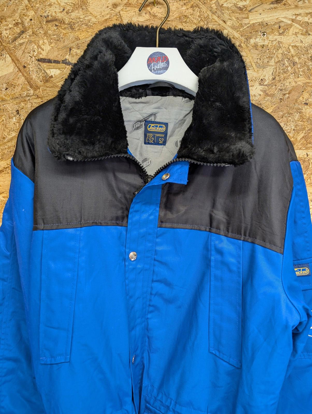 Snickers Workwear Jacket Size Large 42 52 Men Mid-Length Blue Black Fur Collar