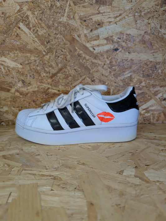 Adidas Superstar Trainers UK 5 EU 38 White Leather Lip Logo Sneaker Originals