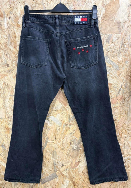 Vintage Tommy Hilfiger Baggy Jeans Size W32 L29 Wide Y2K Hip Hop Embroidered 90s
