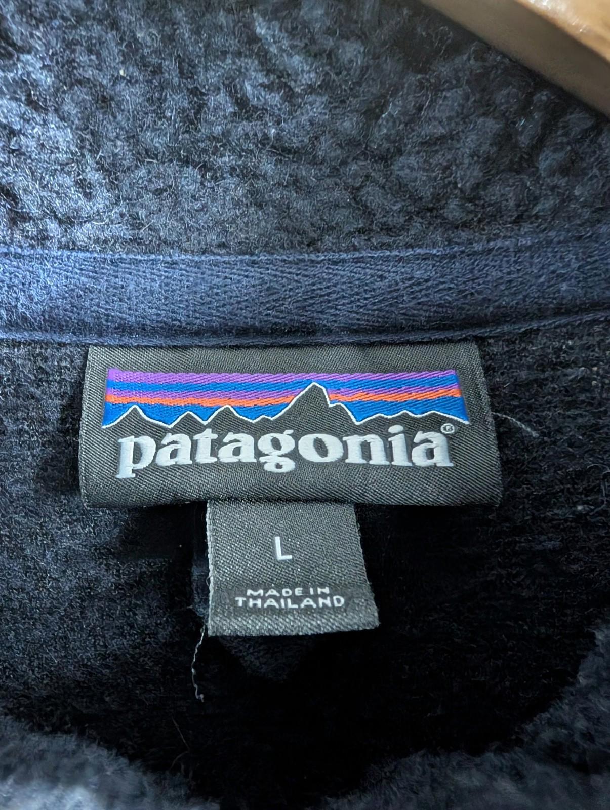 Patagonia Large Men Woolyester Fleece 1/4 Zip Top Navy Blue Knit Warm Hiking