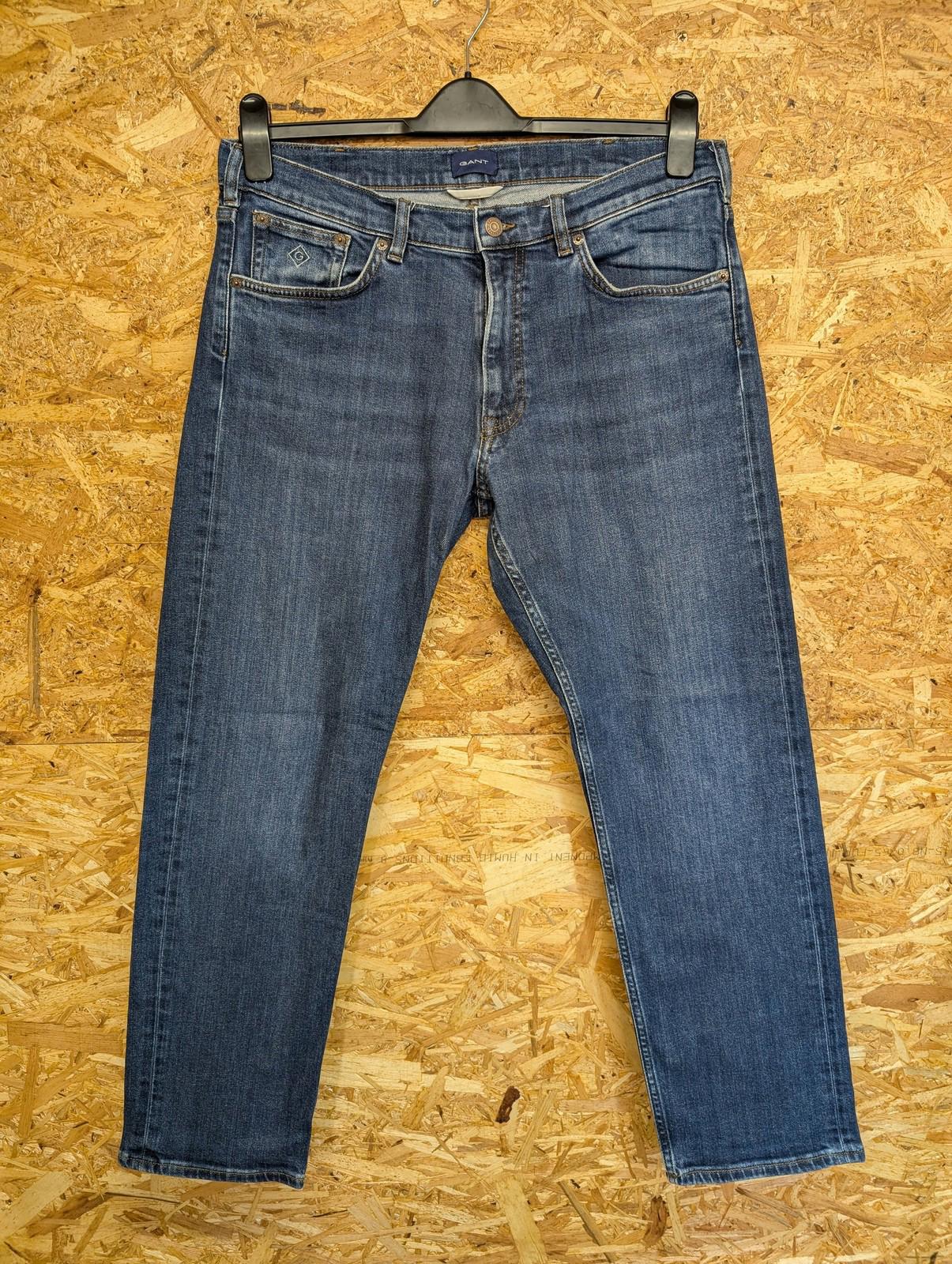 GANT Regular Fit Jeans W34 L30 Men Mid Blue Denim Stretch Zip Fly Regular Fit