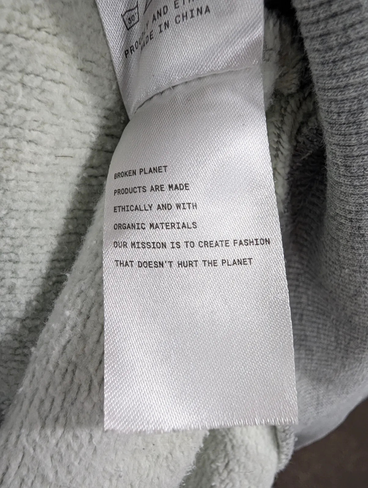 Broken Planet Zip Hoodie Womens XS Grey Oversized Organic Cotton Zip Puff Logo