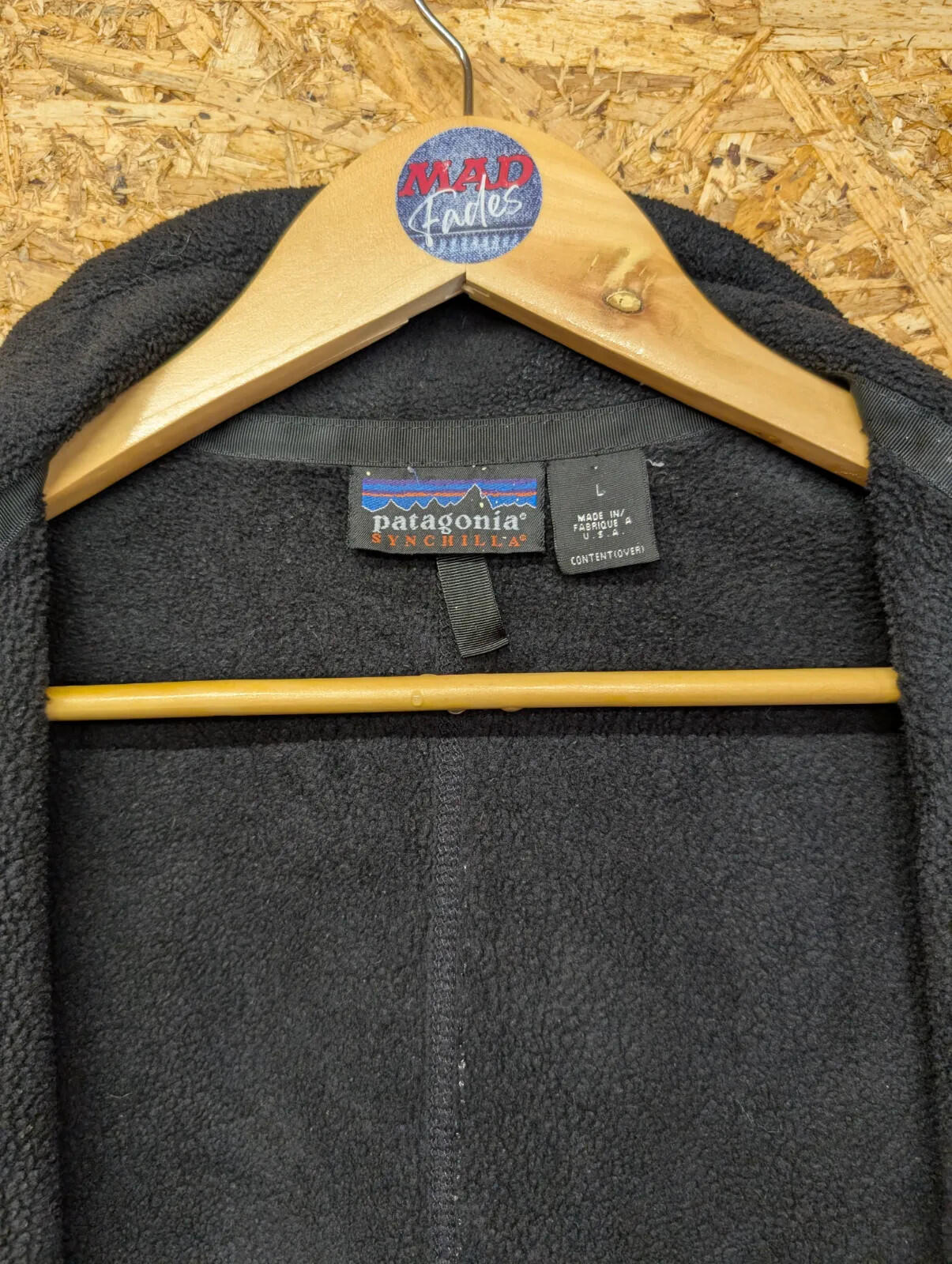 Vintage Patagonia Synchilla Fleece Jacket Womens Large Black Zip USA Made 90s
