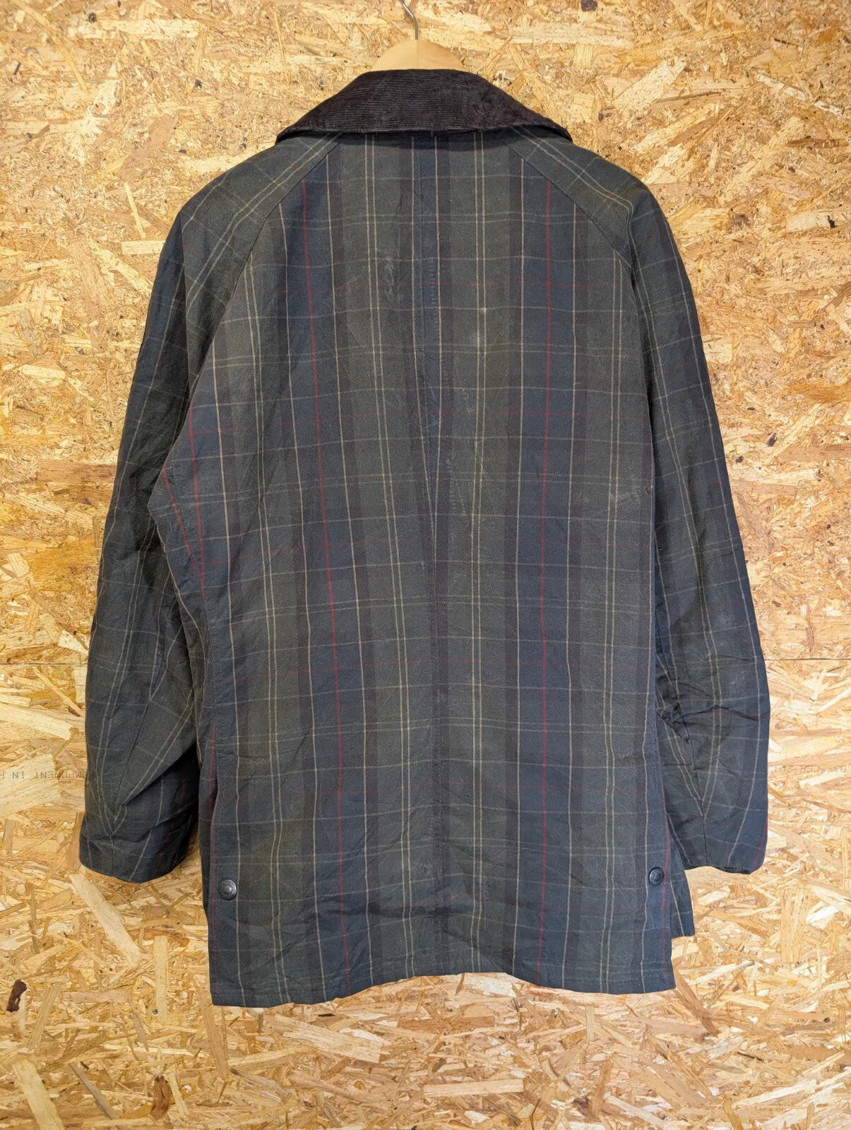 Barbour Hemming Padded Wax Jacket Mens XL Green Classic Tartan Quilted Corduroy