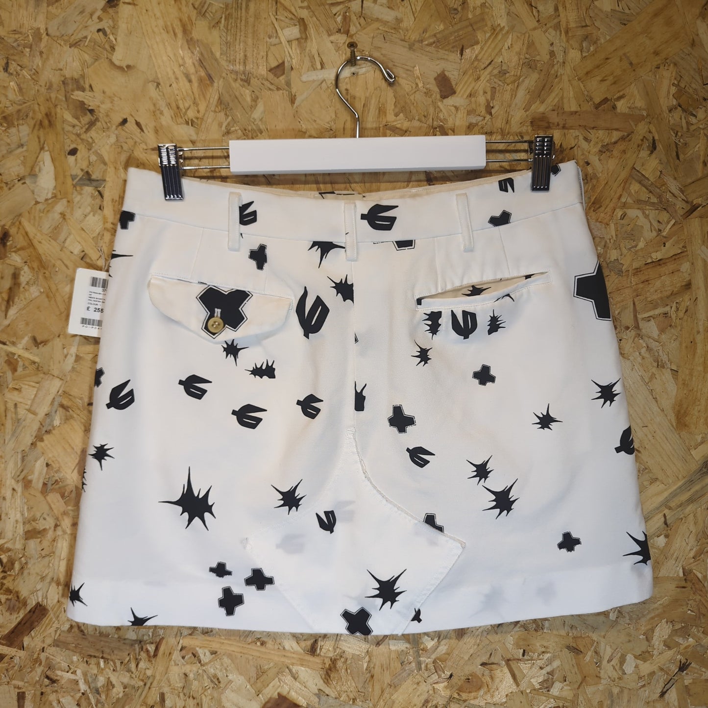 Comme Des Garcons Homme White Black Mini Skirt Belt Loops Small W30