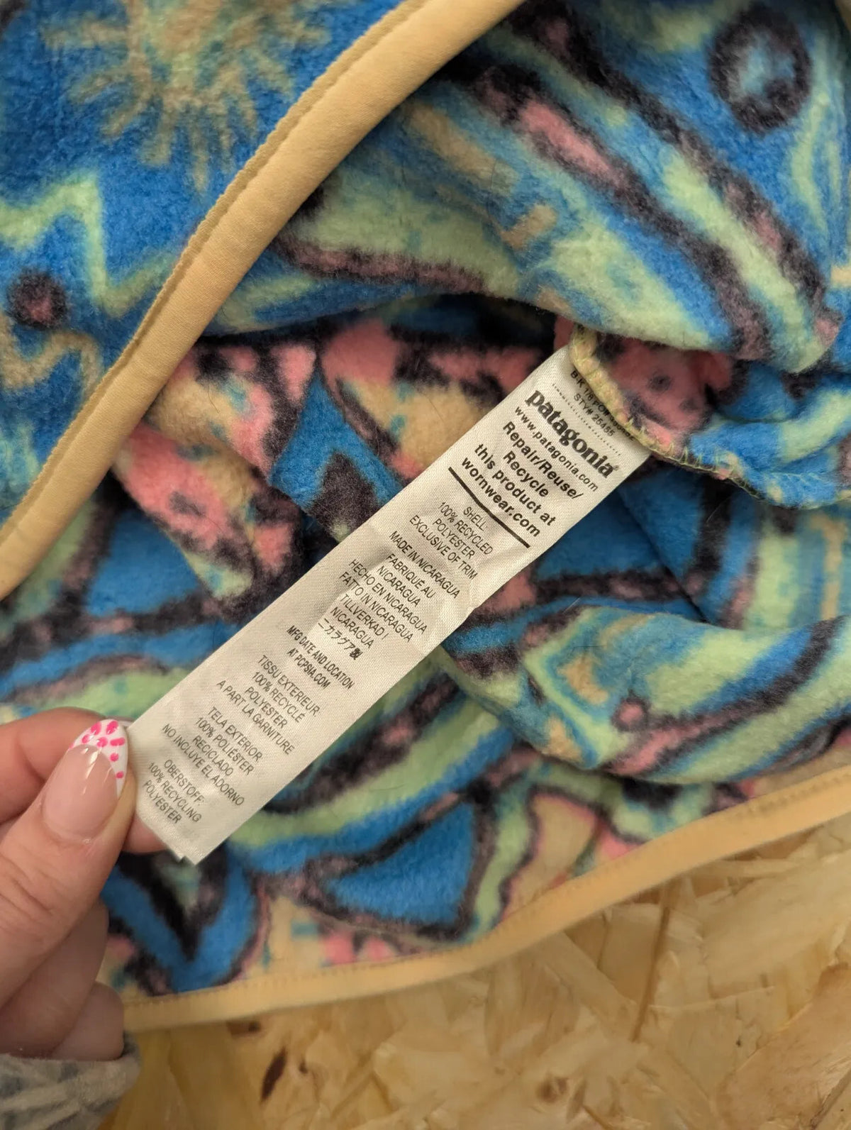 Patagonia Synchilla Fleece Womens Large Blue High Hopes Geo Salamander Pattern