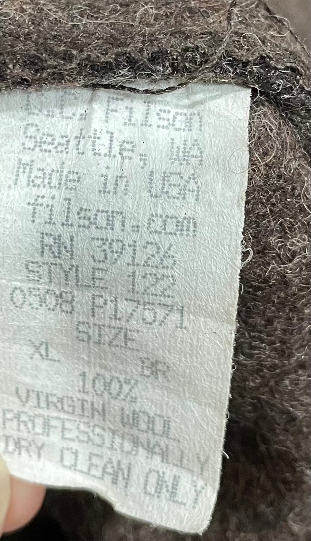 Filson 122 Mackinaw Wool Jacket Liner Brown Zip Outdoor Body Warmer Mens XL