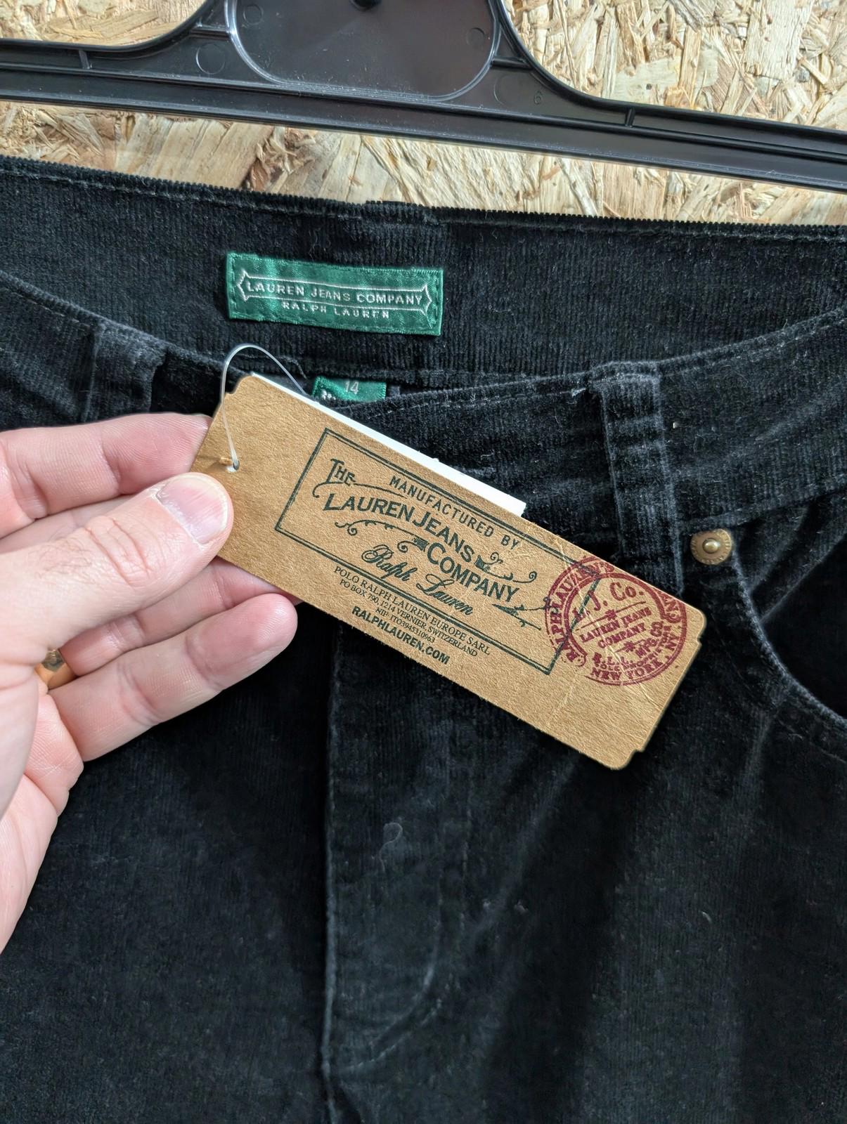 Ralph Lauren Trousers UK14 W32 L32 Women Black Jeans Company Bootcut Corduroy