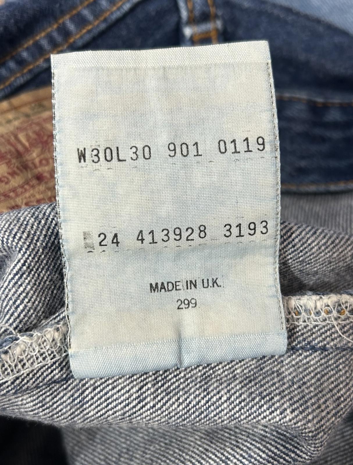 Levis 901 W30 L26 Vintage 90s Jeans Stonewashed Blue Straight Leg Regular Fit