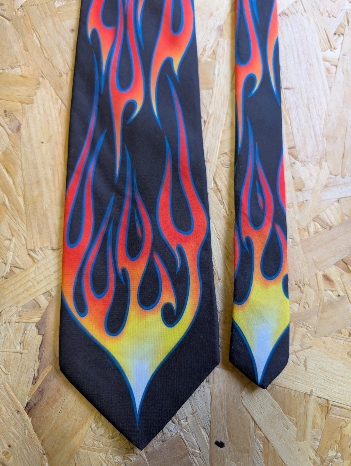 Ralph Marlin Flames By Butch Tie 60" 152cm 90s Vintage 1995 Made In USA