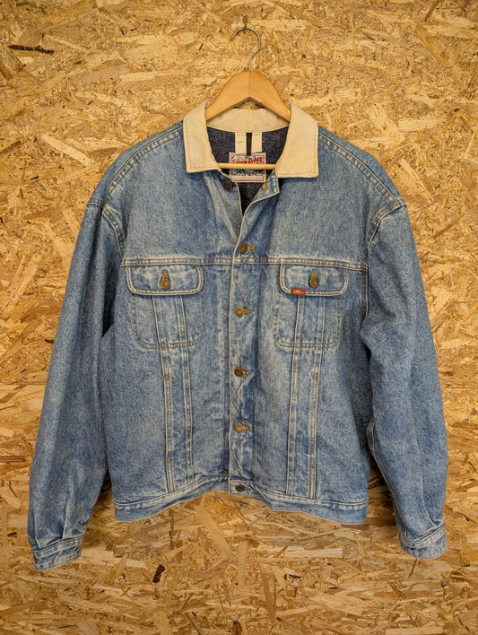 Lee Storm Rider Denim Trucker Jacket Size Medium Blue Lined Vintage 80s