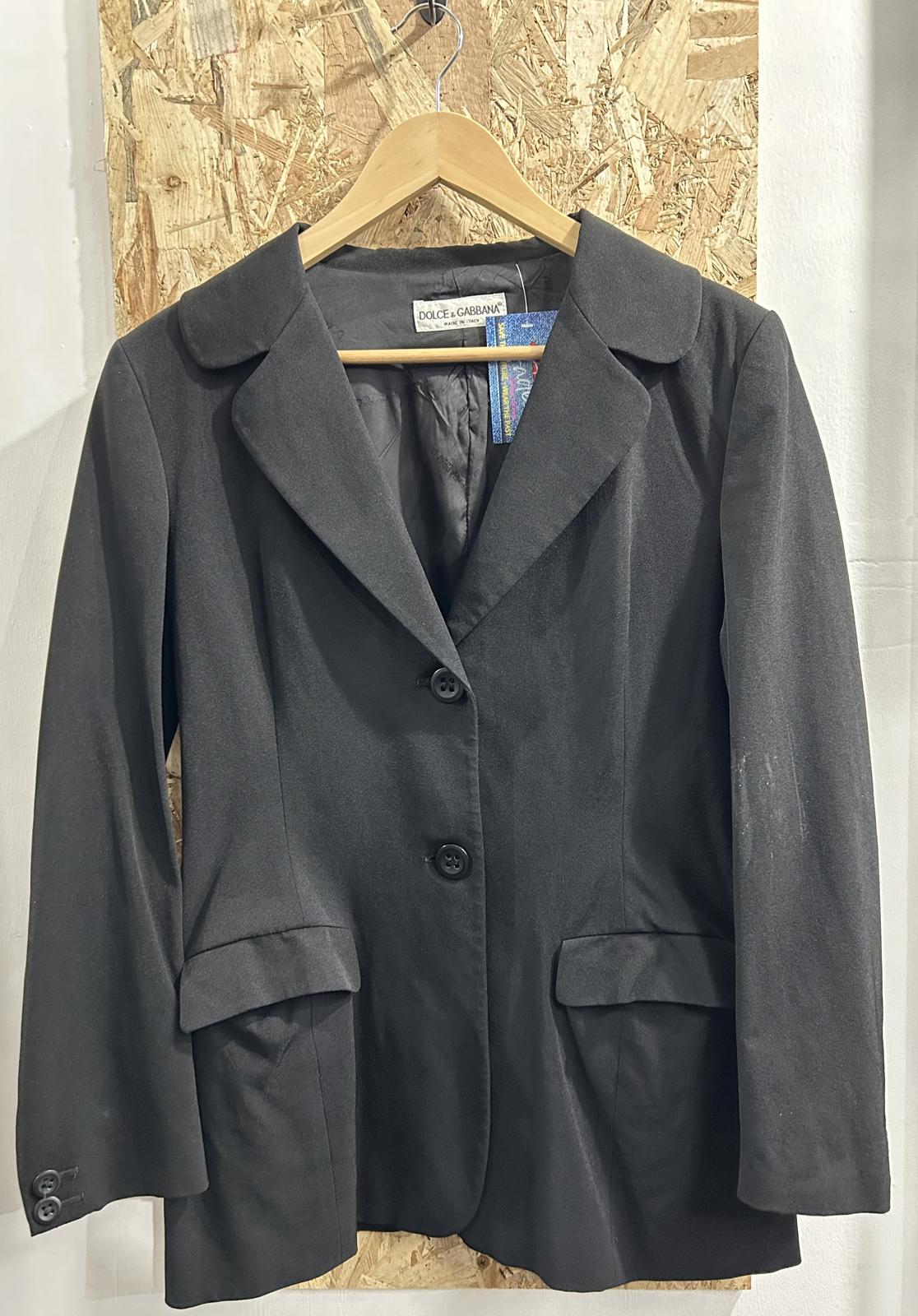 Dolce Gabbana Blazer Jacket Size 10-12 Designer Black Vintage Y2K Made Italy D&G