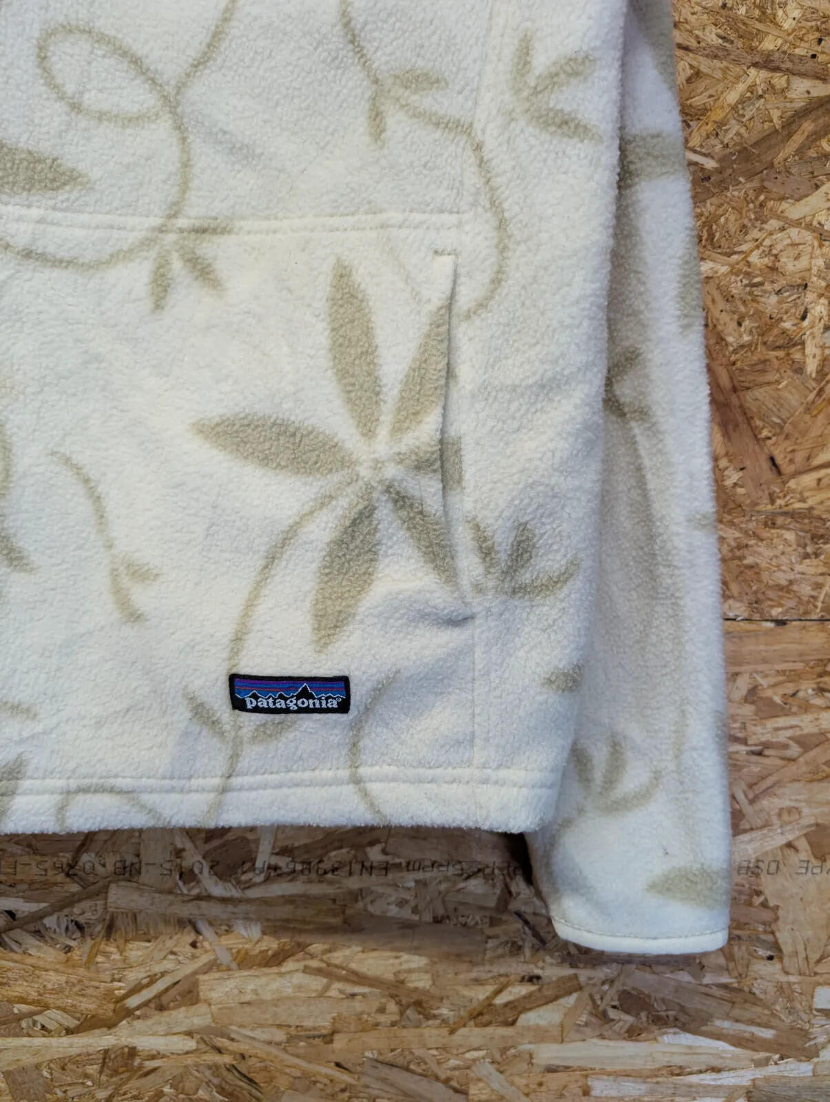Patagonia Synchilla Fleece Pullover Women Medium Ivory Floral Snap-T Cream White