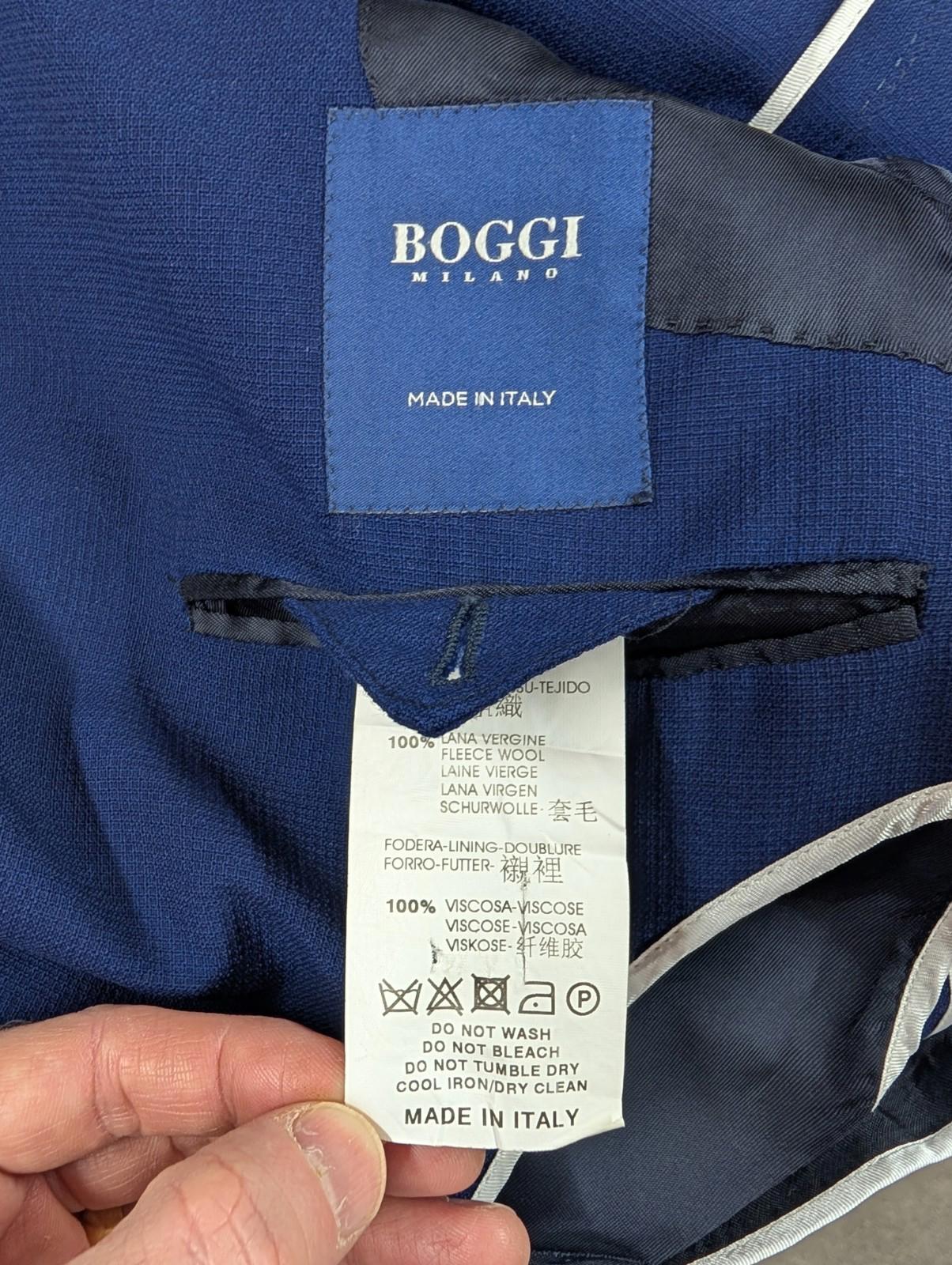 Boggi Milano Blazer 38 Small Men Wool Blue 2 Button Lined Navy Made in Italy