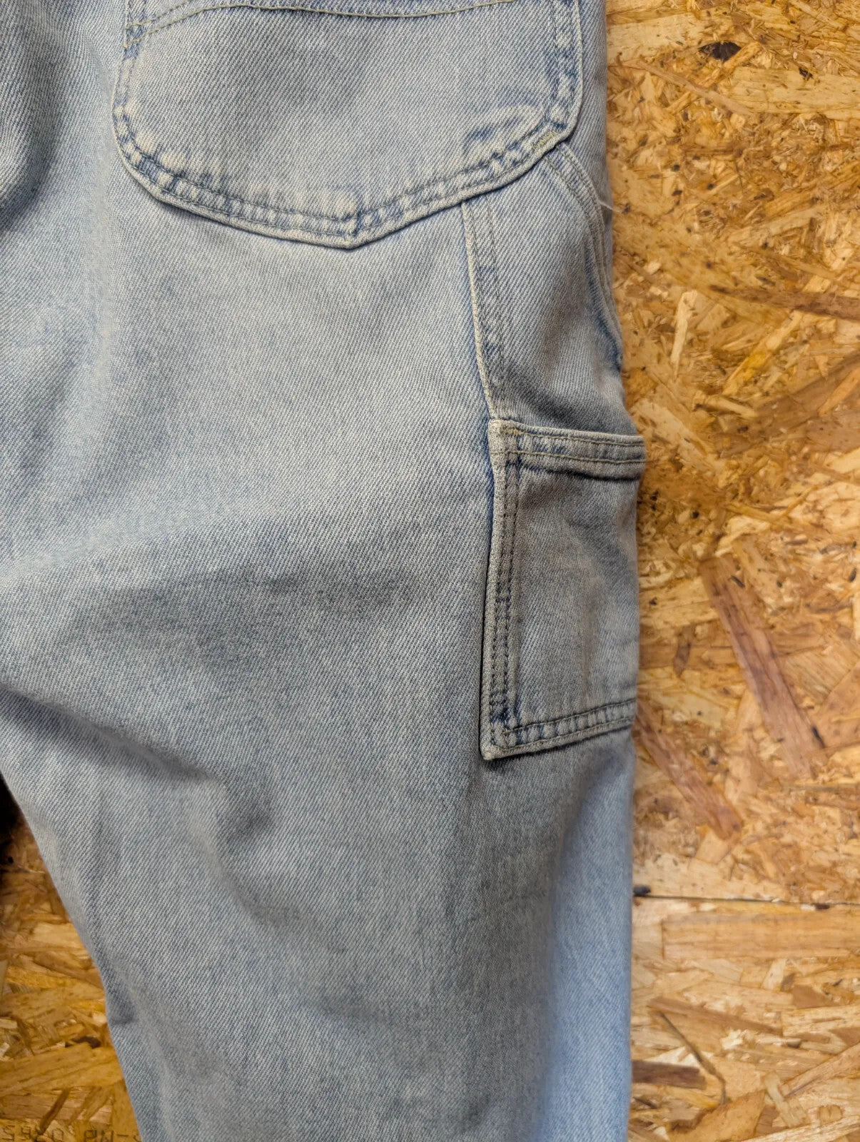 Vintage Lee Carpenter Jeans Men W32 L32 Light Blue Wash Denim Workwear Cargo 90s
