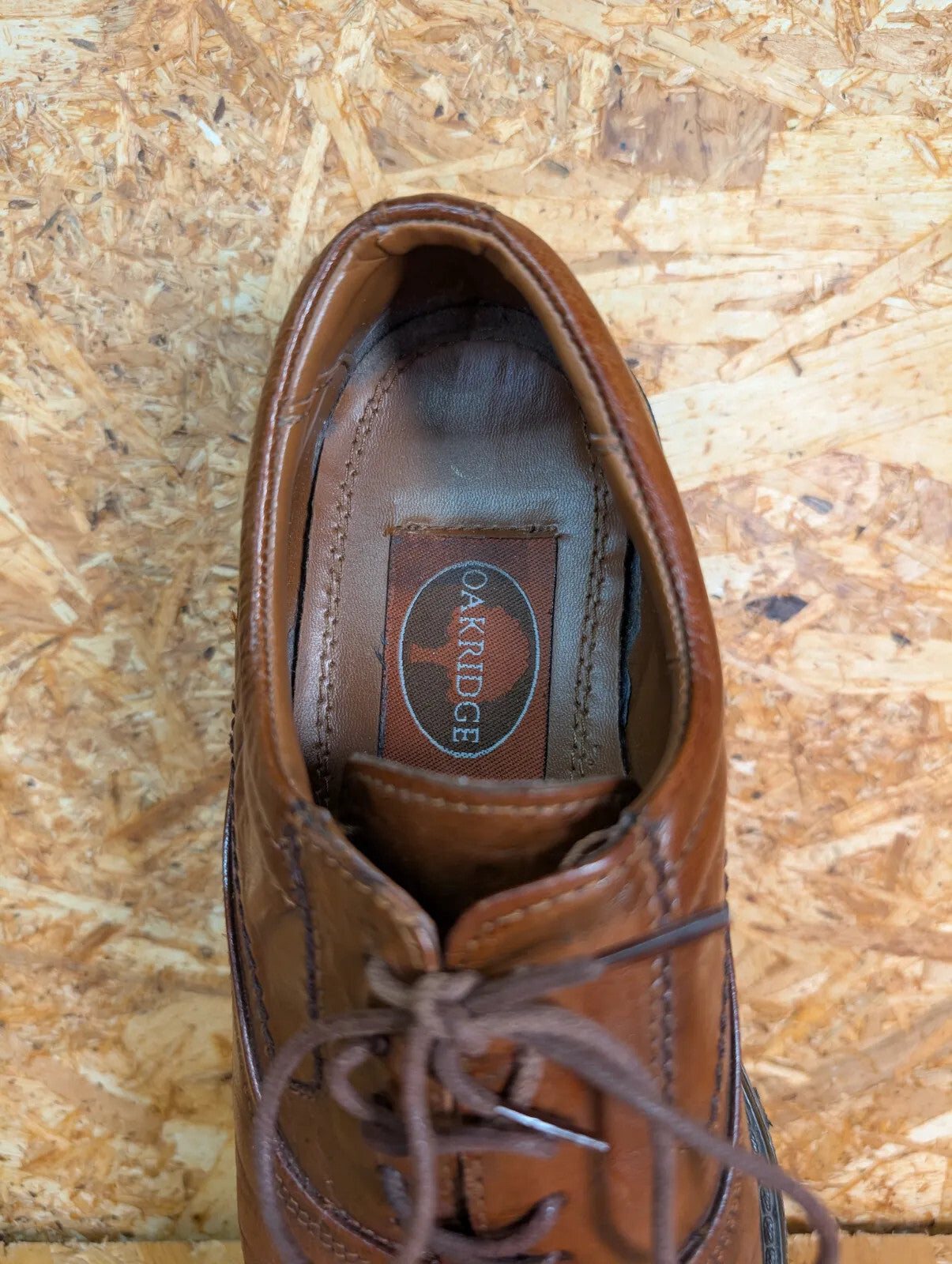 Oakridge Derby Shoes Mens UK6 Brown Leather Brogue Lace Up Dress Shoes Vintage