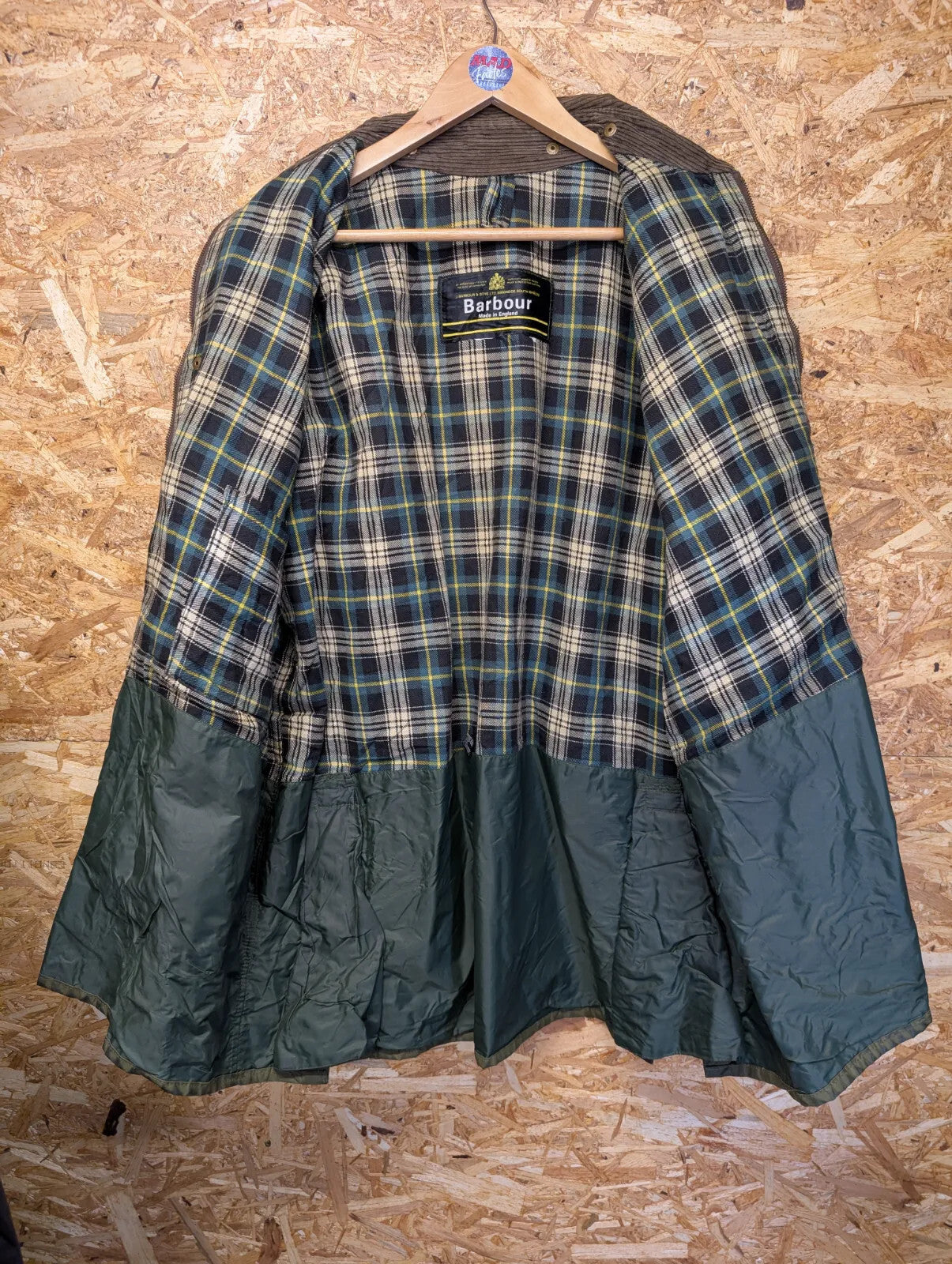 80s Barbour A100 Bedale Wax Jacket Men Large Green Cord Collar 1 Royal Warrant