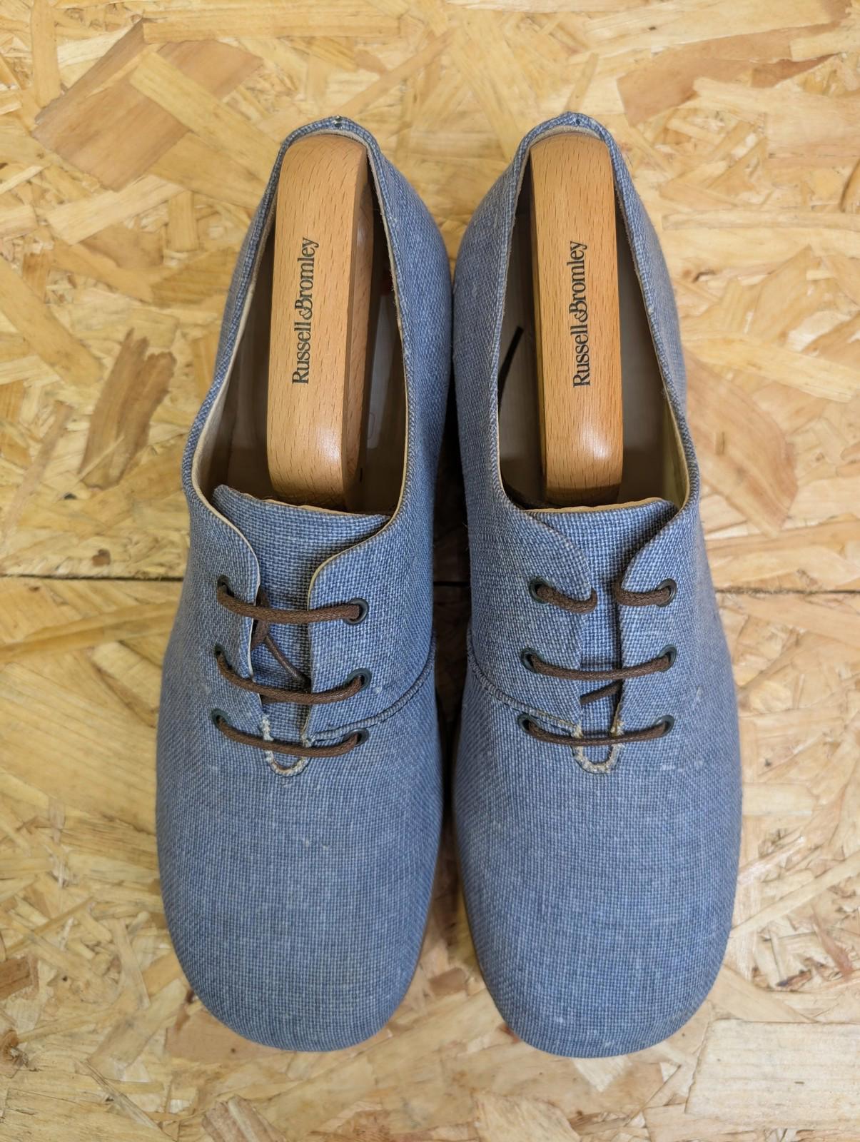 Shelly's Casual Mod Shoes Mens UK 8 Light Sky Blue Lace Up Canvas Oxford Vintage 90s