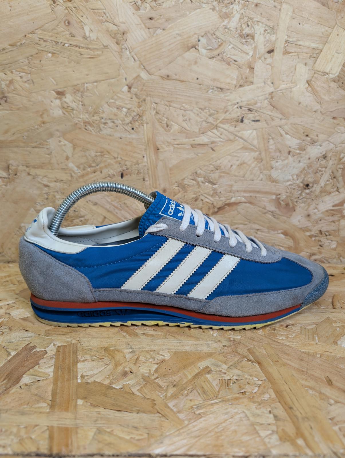 Retro Adidas Originals UK 9 EU 43 SL 72 VIN Vintage Blue White Red Lace Up