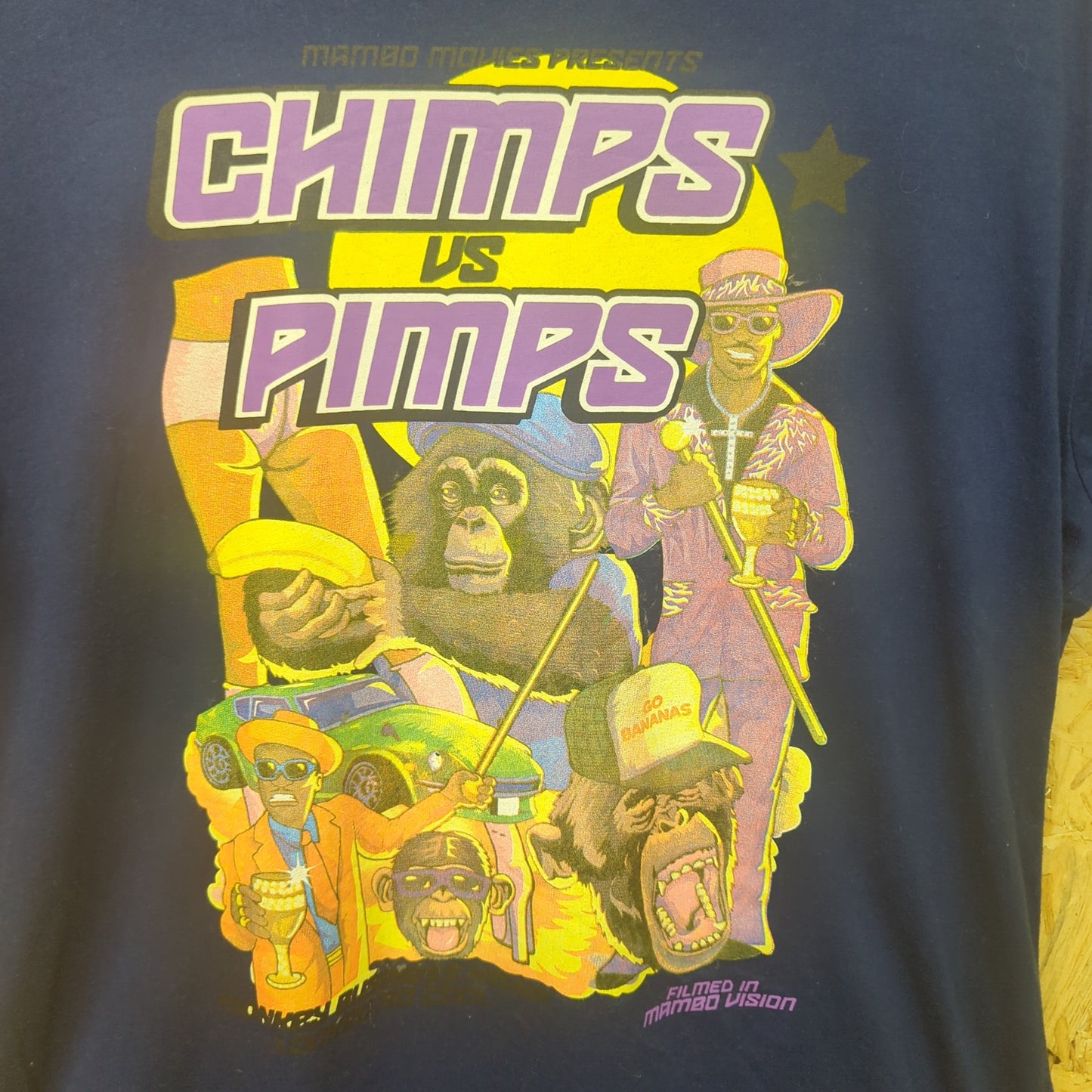 Mambo Chimps vs Pimps T-shirt Short Sleeve Print Logo Mens Medium