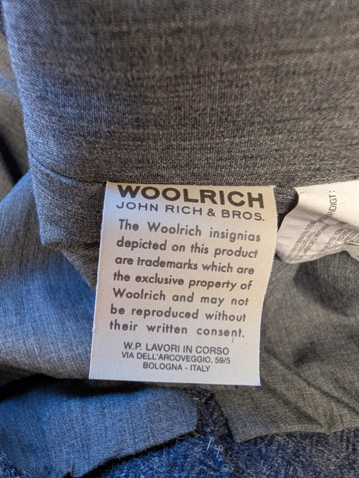 Woolrich Tweed Blazer Large Men Wool Blue 2 Button Cotton Lined Navy Elbow Patch