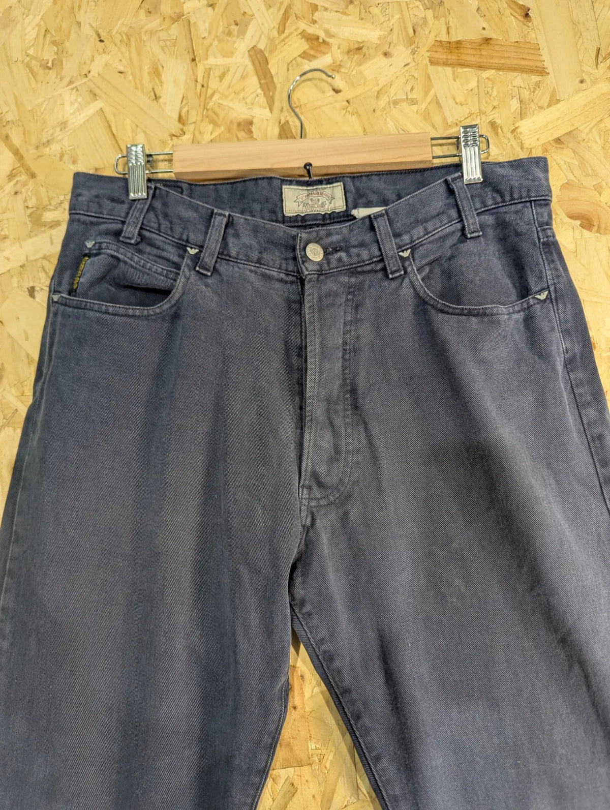 Vintage 90s Armani Jeans Mens W34 L31 Navy Blue Soft Denim Straight Leg Button
