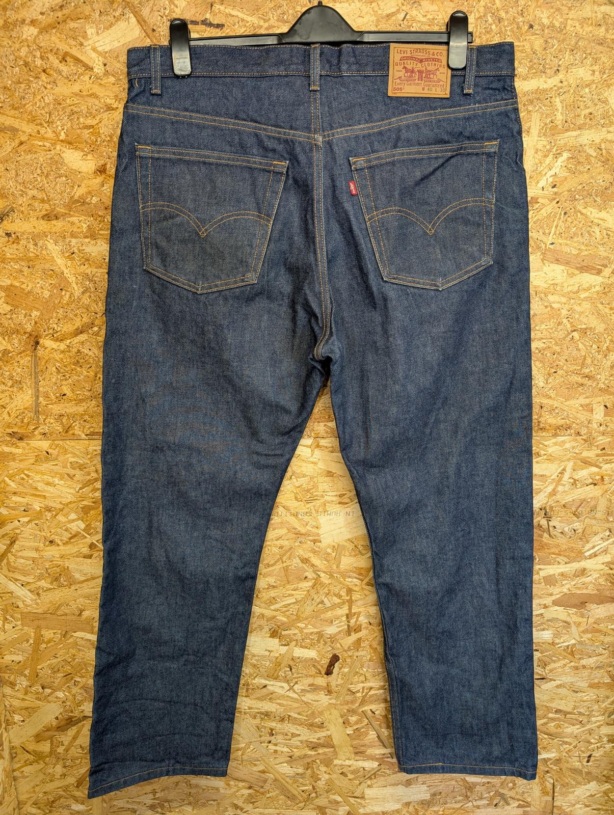 Levis 505 Jeans W40 L30 Made in USA Vintage 90s Rigid Blue Denim Straight Leg