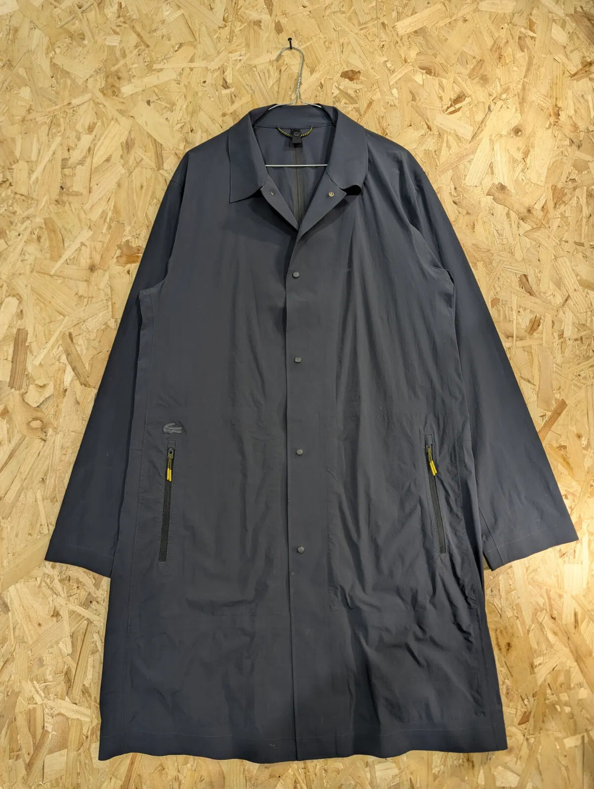 Lacoste Rain Jacket Mac Mens Medium Navy Snap Front Longline Lightweight Trench