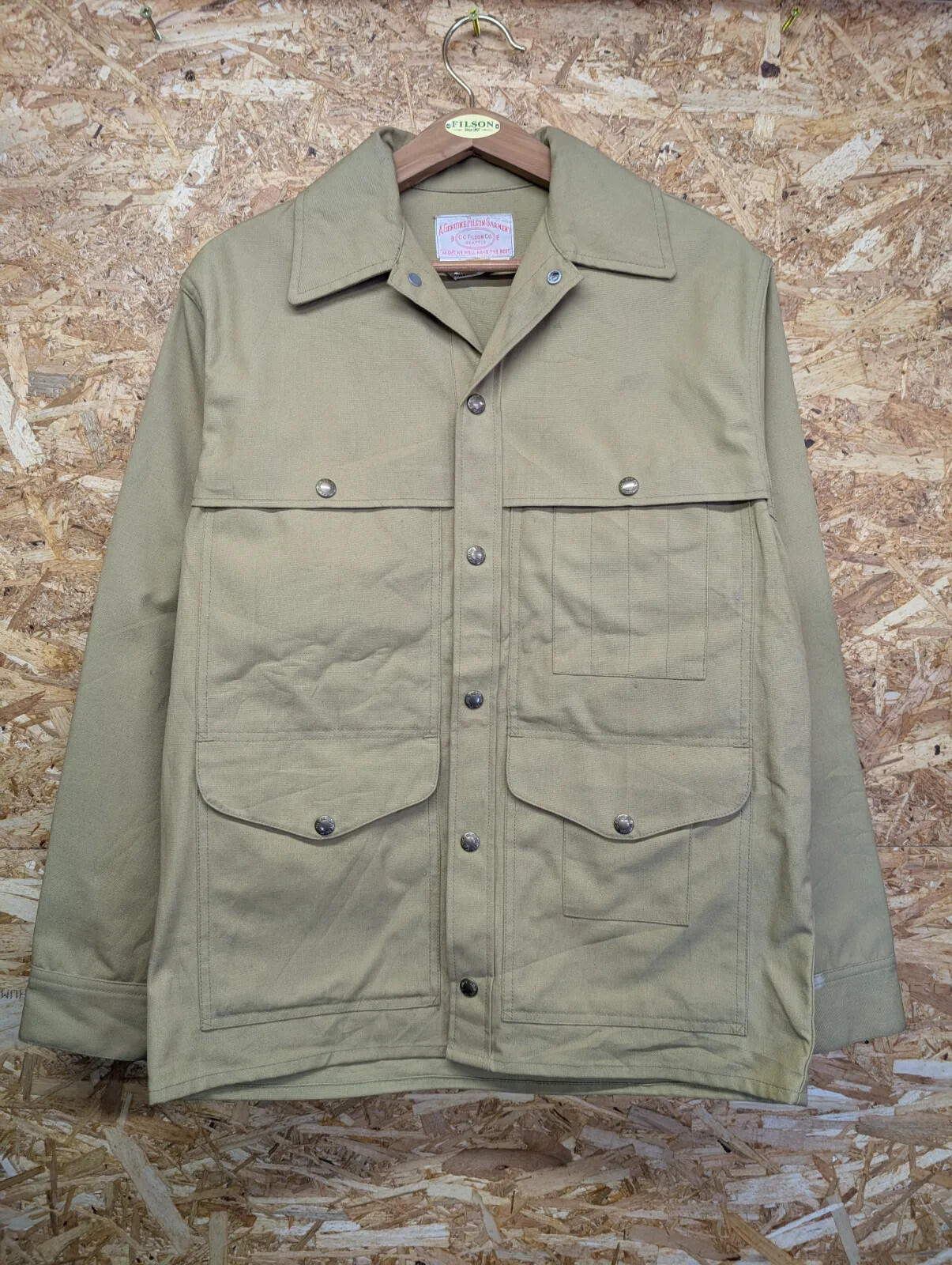 Filson Dry Tin Cloth Cruiser Jacket Men Small Lot 70 Canvas Field Jacket Beige