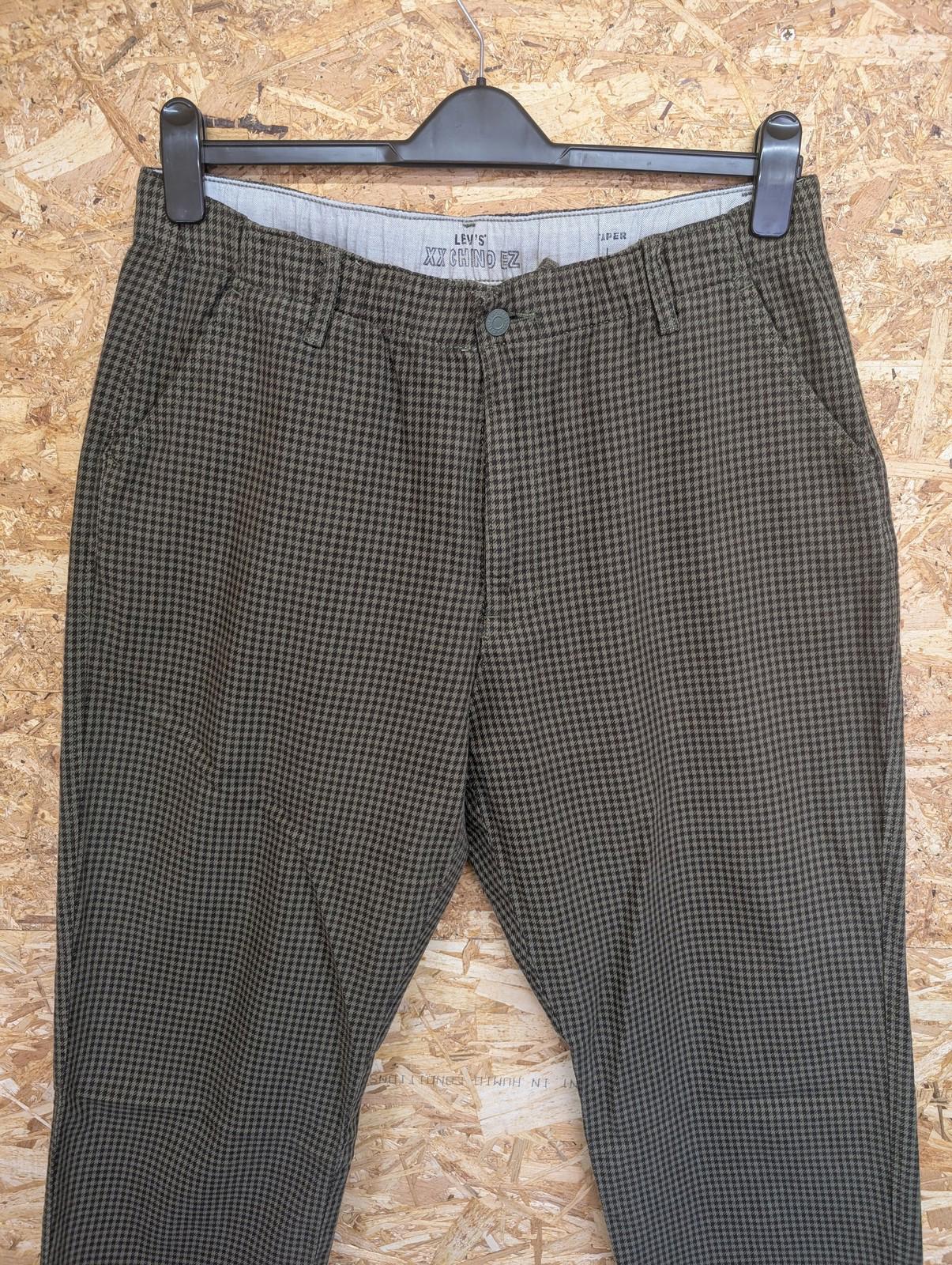Levis XX Chino EZ Trousers Large Casual Joggers Houndstooth Check Khaki Green