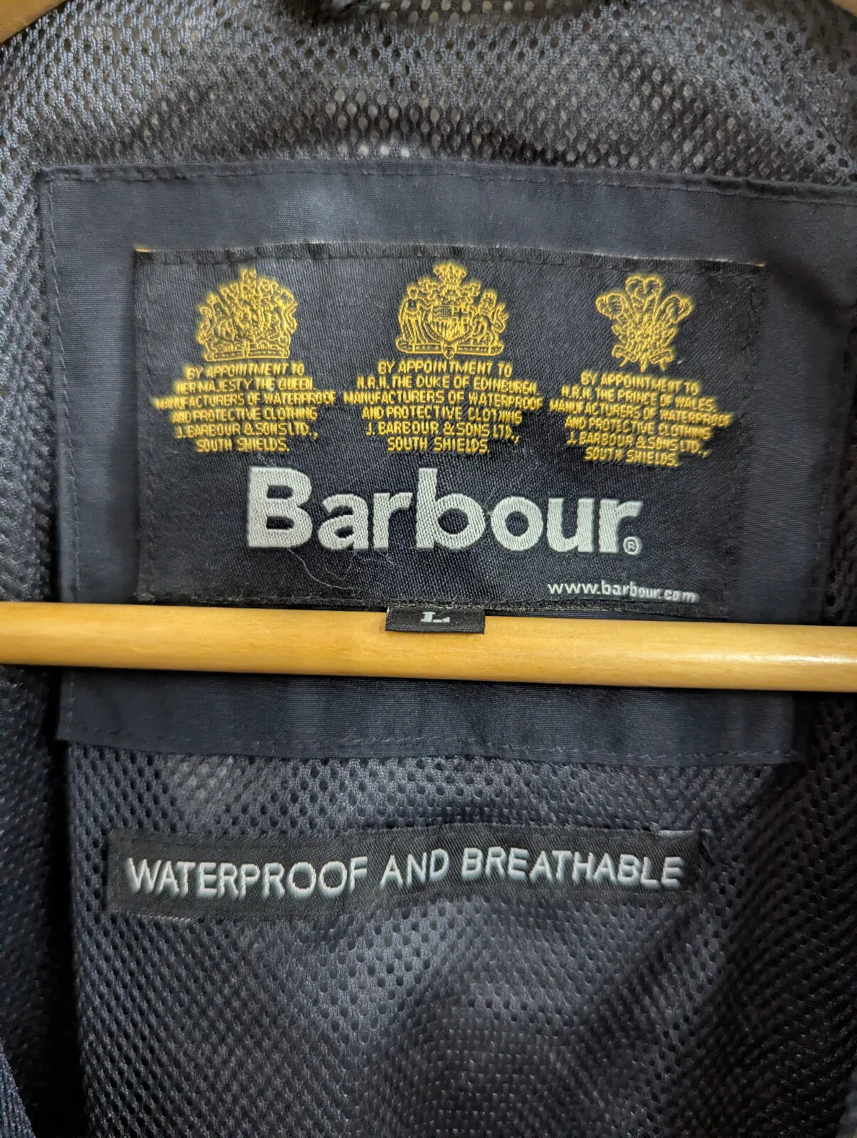 Barbour Severn Rain Jacket Mens Large Navy Blue Waterproof Breathable Anorak