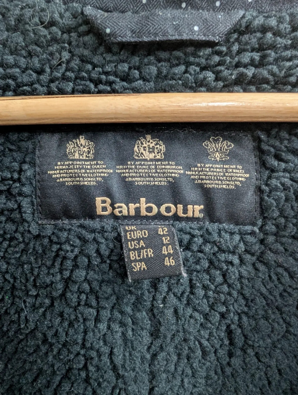 Barbour Retail Beadnell Parka Jacket Womens UK16 Blue Fleece Lined Waterproof