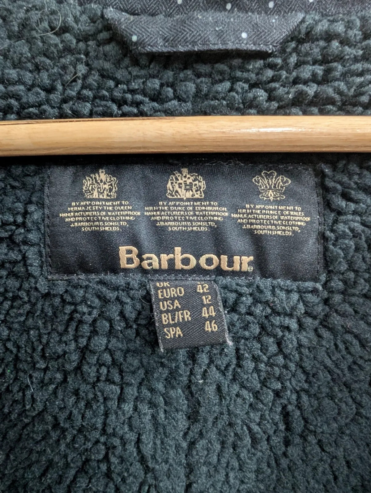 Barbour Retail Beadnell Parka Jacket Womens UK16 Black Fleece Lined Waterproof