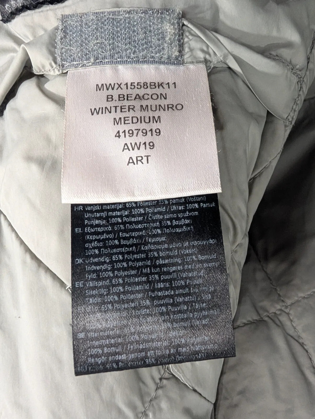Barbour B Beacon Winter Munro Jacket Mens Medium Black Cotton Quilted Padded