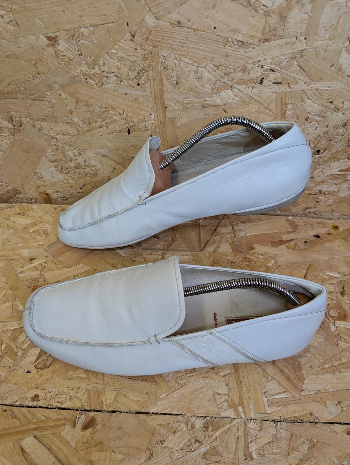 Prada White Leather Loafers Driving Shoes Made Italy Slip On 9 UK 43 EU