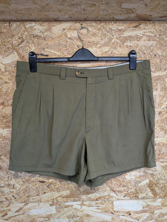 Burberry Shorts W38 Mens Pleated Tailored Front Olive Khaki Green Vintage 90s
