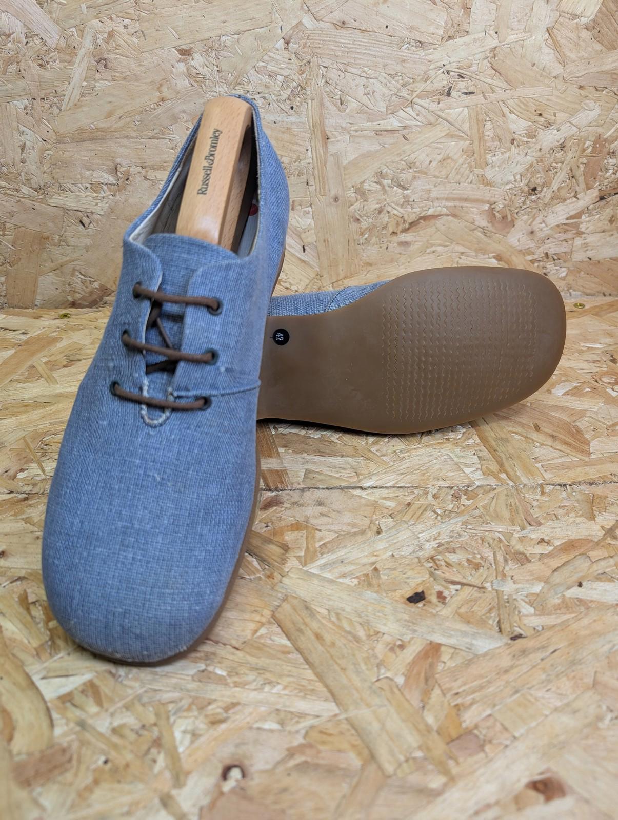 Shelly's Casual Mod Shoes Mens UK 8 Light Sky Blue Lace Up Canvas Oxford Vintage 90s
