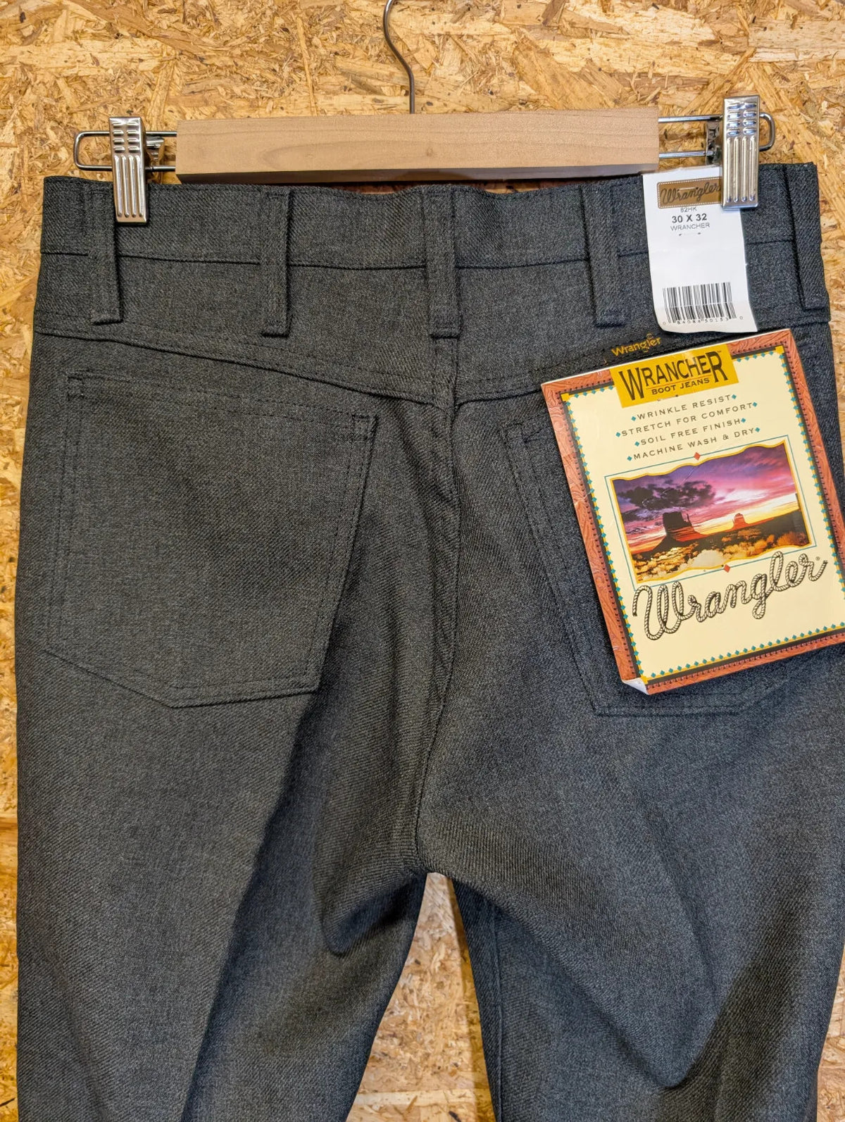 Vintage Wrangler Wrancher Bootcut Trousers W30 L32 Men Grey Stretch 82HK Zip NWT